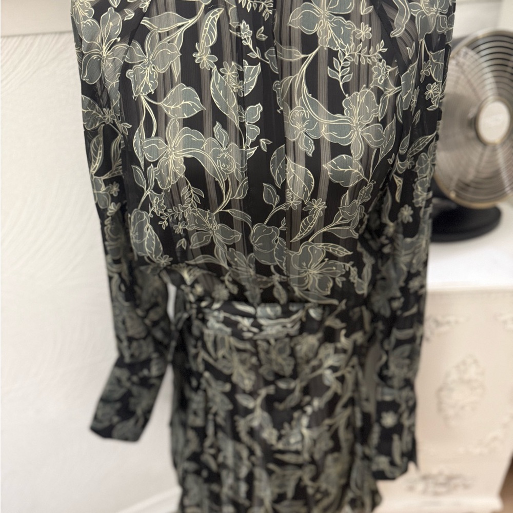 Reiss Black Floral Long Sleeve Dress - Picture 5 of 16